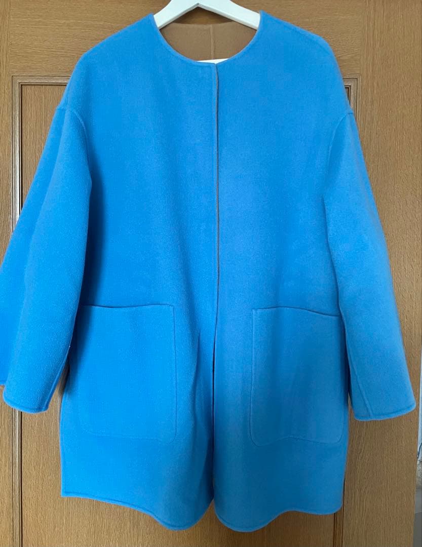 バイカラー　リバーミドルコート　コバルト