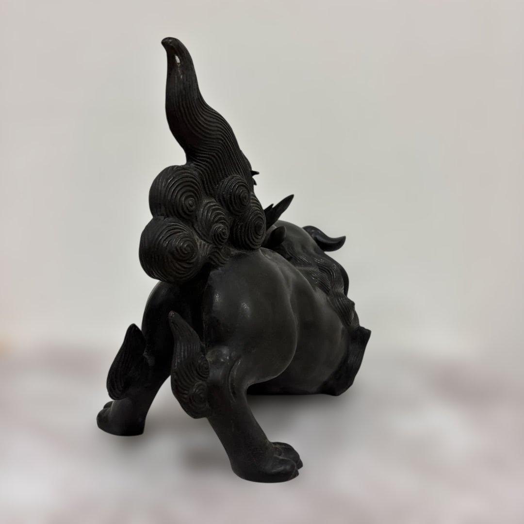 照雲作　「唐獅子牡丹」　（銅置物）