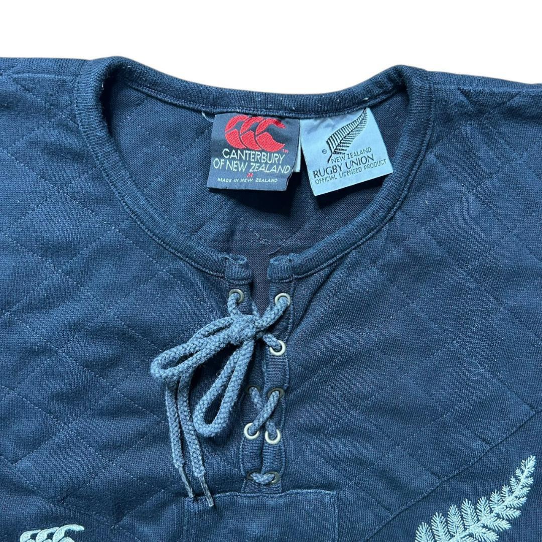 貴重 90s カンタベリー オールブラックス　レースアップ　ラガーシャツ　M　黒