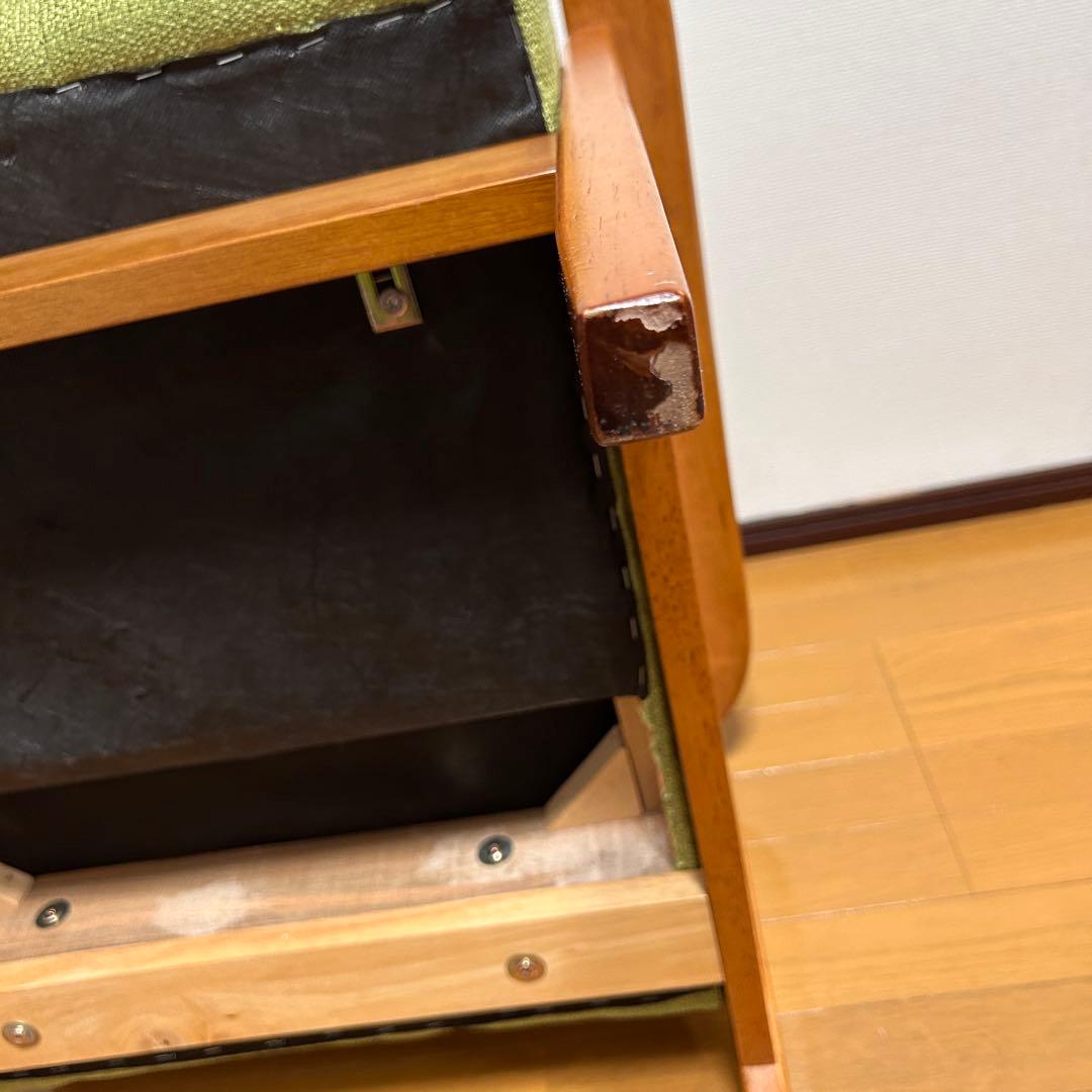 【極美品✨】　１人掛けソファ　グリーン　カーキ　カリモク風ソファ
