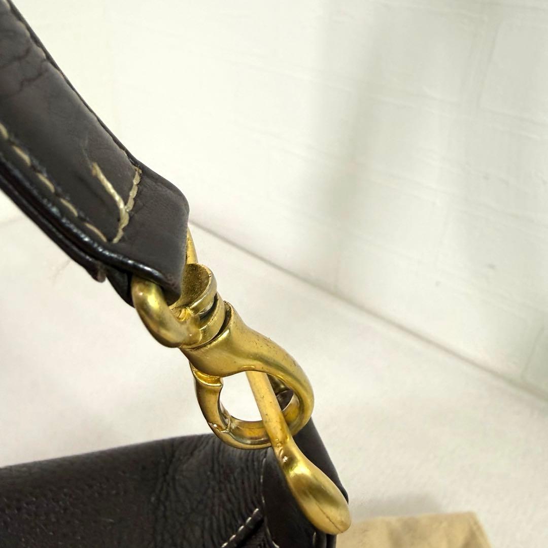 美品　キタムラ　 ショルダーバッグ　ダークブラウン レザー　保存袋　ポーチ