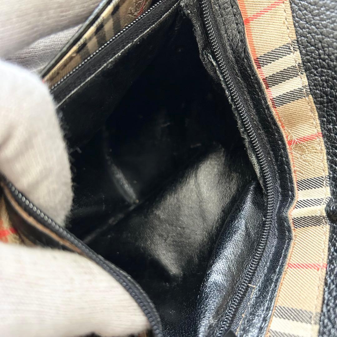 ■美品■BURBERRY ショルダーバッグ　クロスボディ　ブラック　レザー