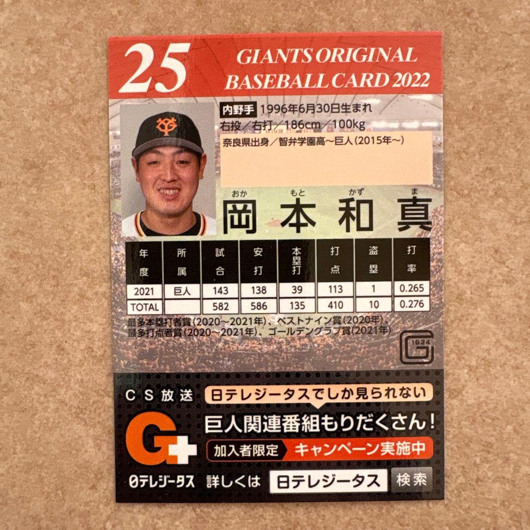 ジャイアンツ 岡本和真 直筆サイン入りベースボールカード
