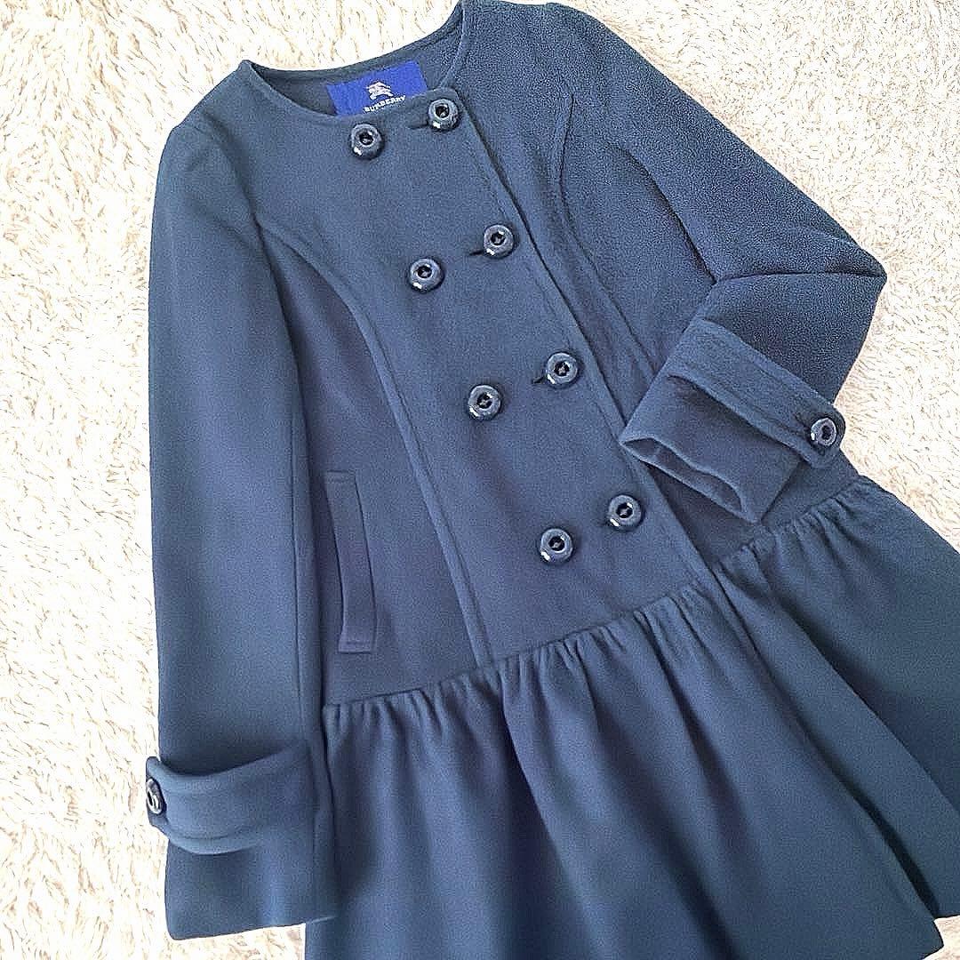 【極美品】バーバリーブルーレーベル ノーカラーコート ノバチェック 38