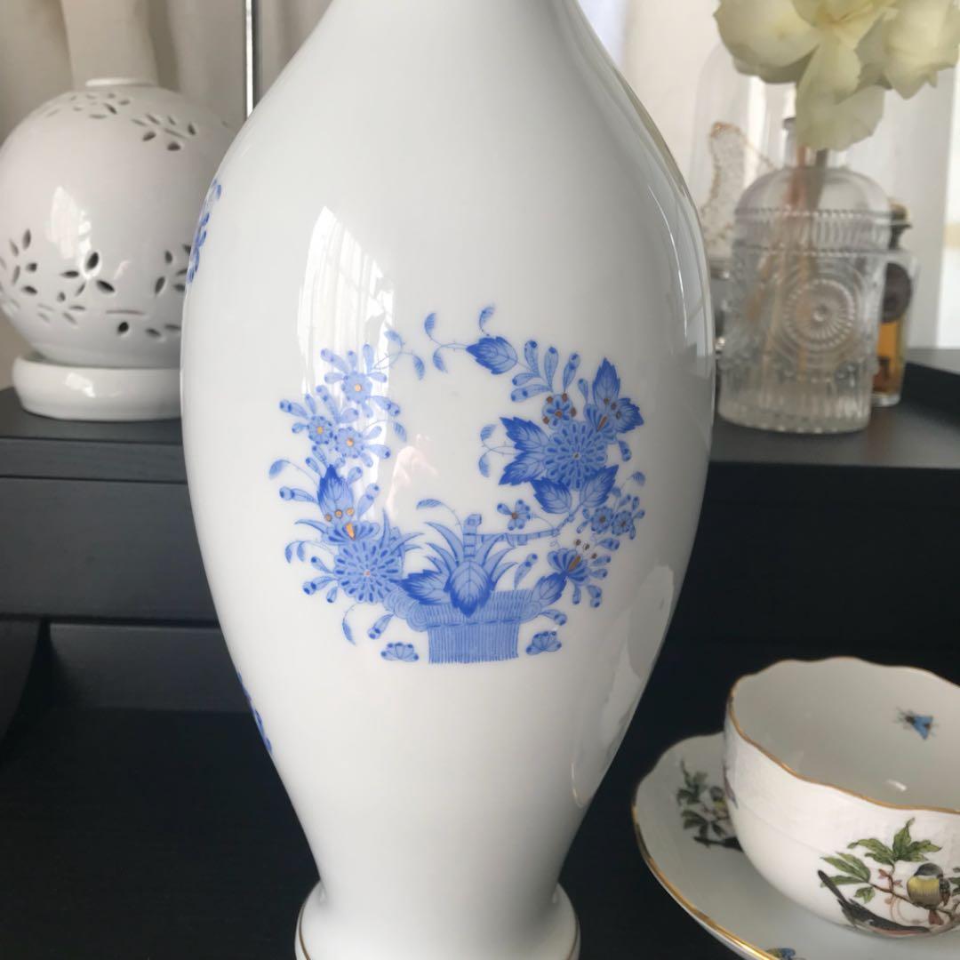 ヘレンド インドの華 ブルー 花瓶 フラワーベース   特大 34cm レア