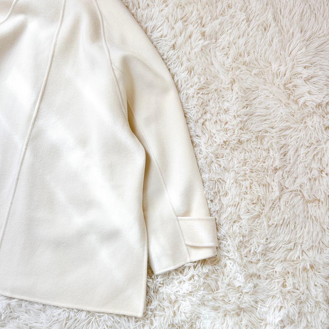 極美品✨シップス ハミルトンウール ダブル テーラードリバーコート ホワイト　M