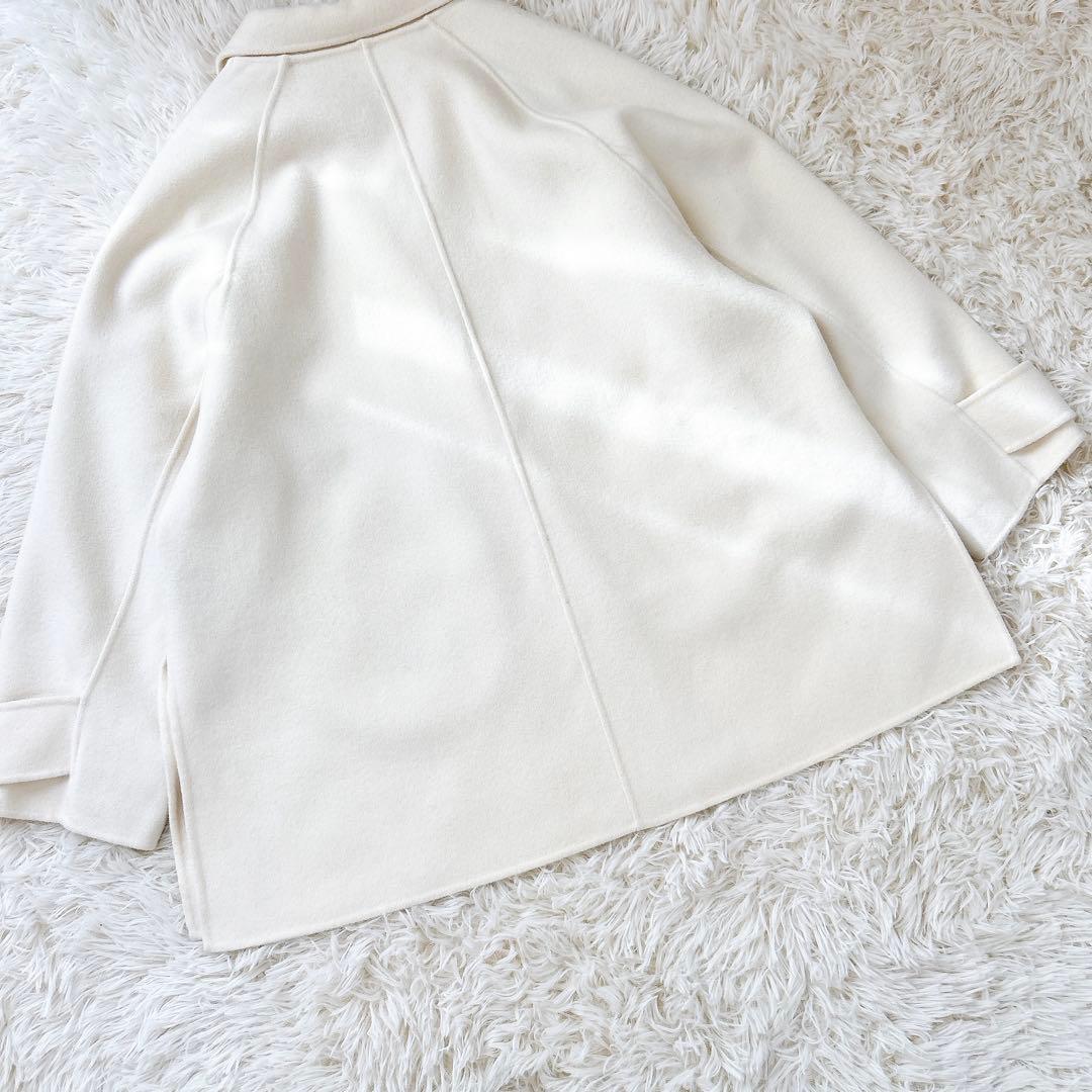 極美品✨シップス ハミルトンウール ダブル テーラードリバーコート ホワイト　M