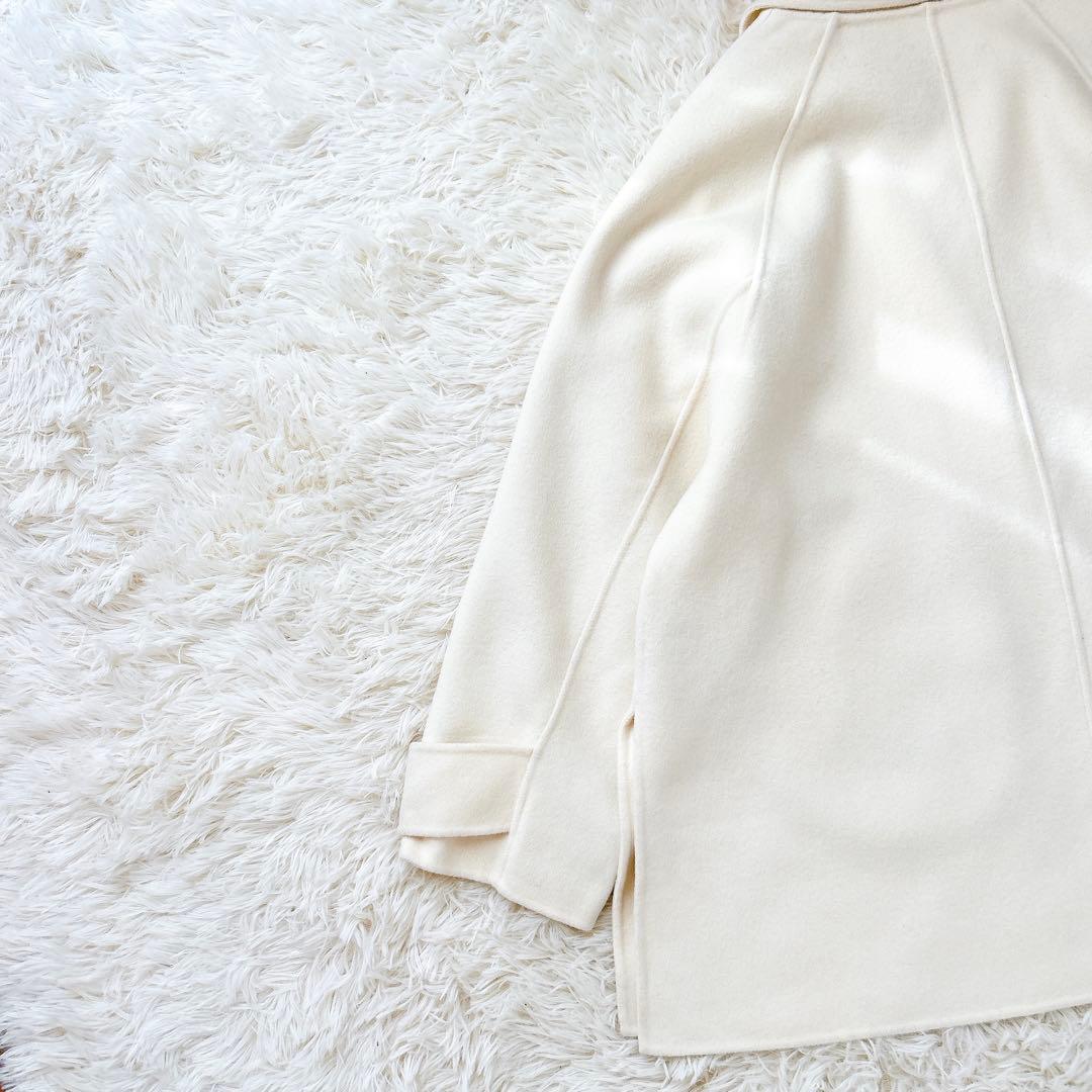 極美品✨シップス ハミルトンウール ダブル テーラードリバーコート ホワイト　M