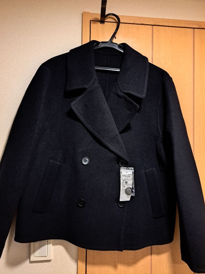 ユニクロ ダブルフェイスショートコートリラックスフィット ネイビー L 新品