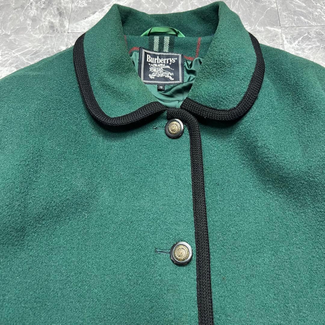 バーバリー♡カシミヤ　ダブルフェイス　コート　金ボタン　ノバチェック グリーン