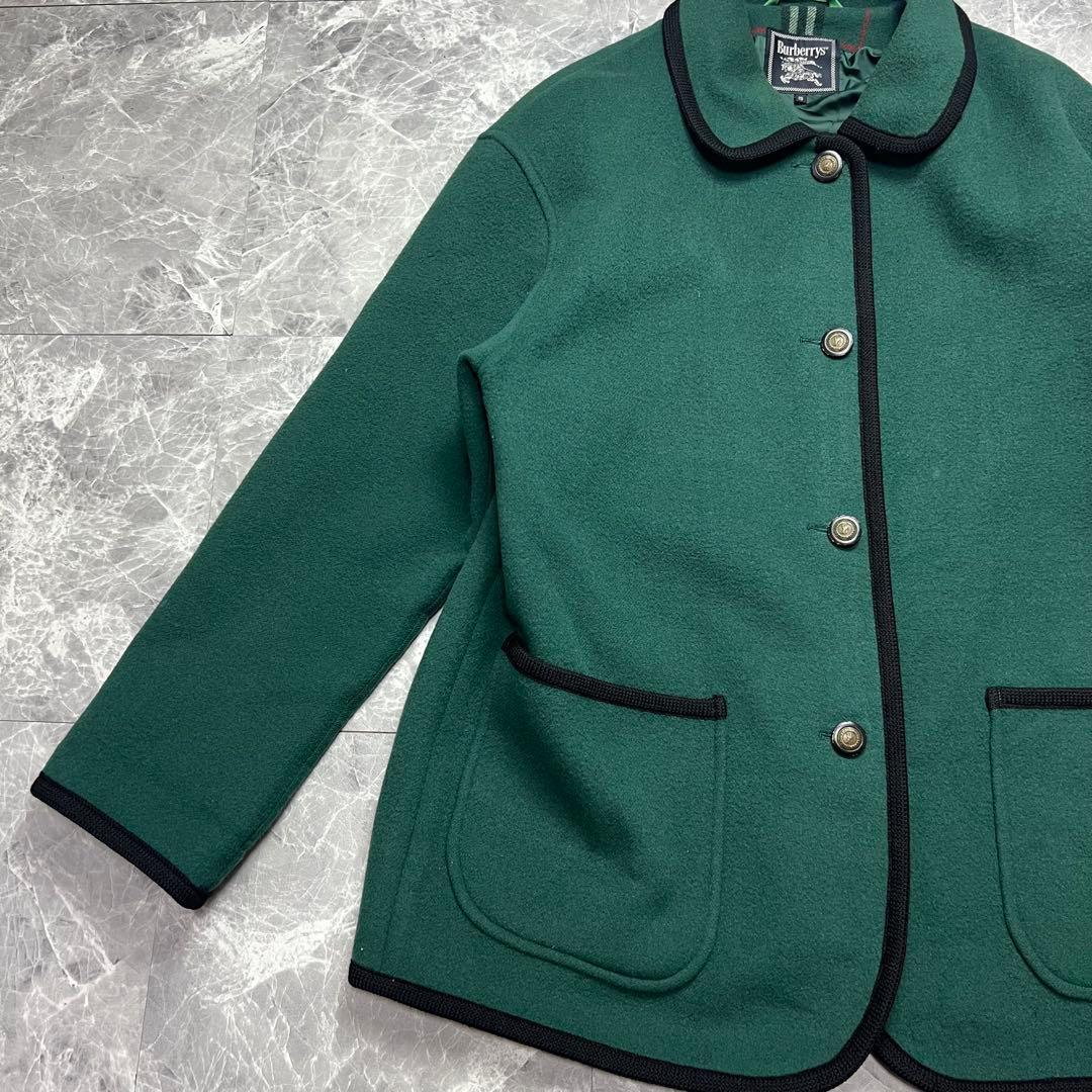 バーバリー♡カシミヤ　ダブルフェイス　コート　金ボタン　ノバチェック グリーン