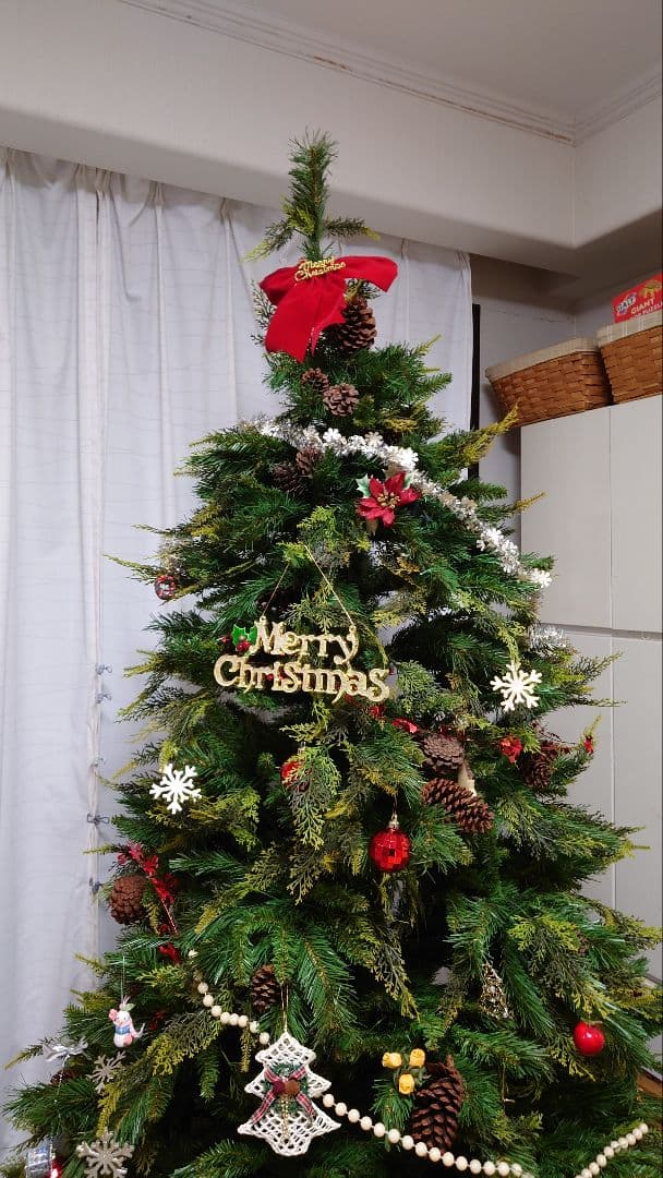 220〜240cm クリスマスツリー オーメント、電飾付き