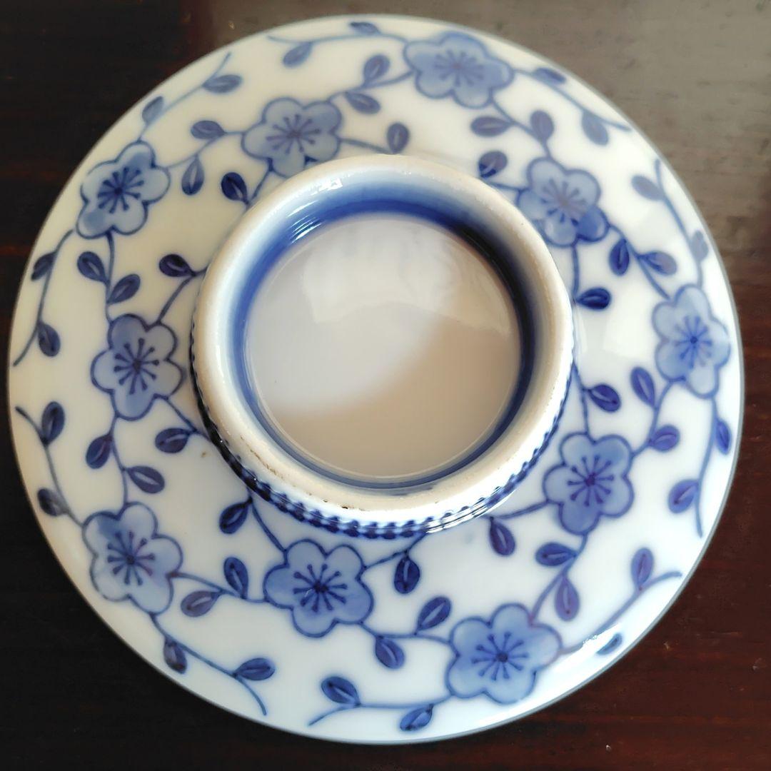 伊万里 染付 蓋付き茶碗 6客 飯碗 梅 レトロ アンティーク 冬 春