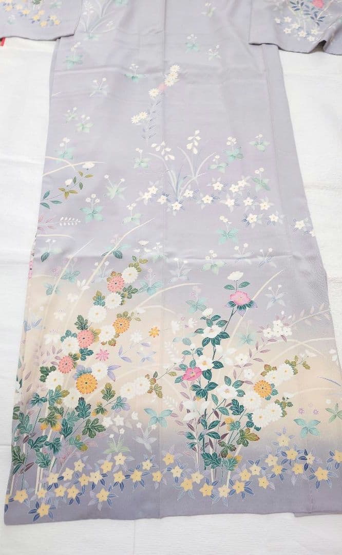 正絹　袷　訪問着　藤色