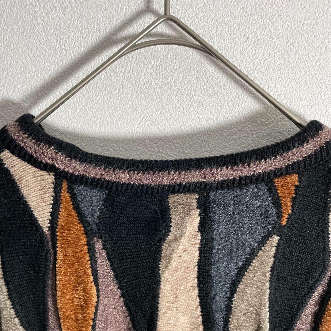 【個性派古着】レトロ CORSINI ITALIA 3Dニット L クージー風