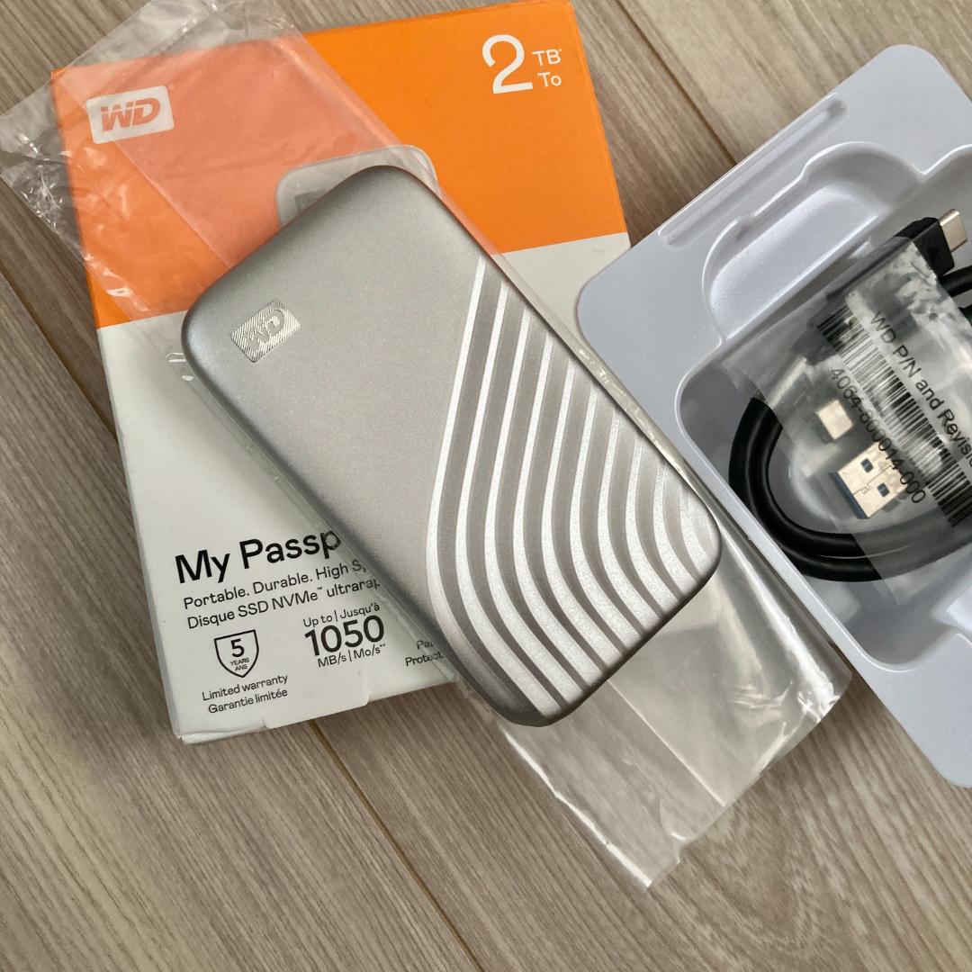 ウエスタンデジタルWD ポータブルSSD 2TB グレー USB3.2 Gen2