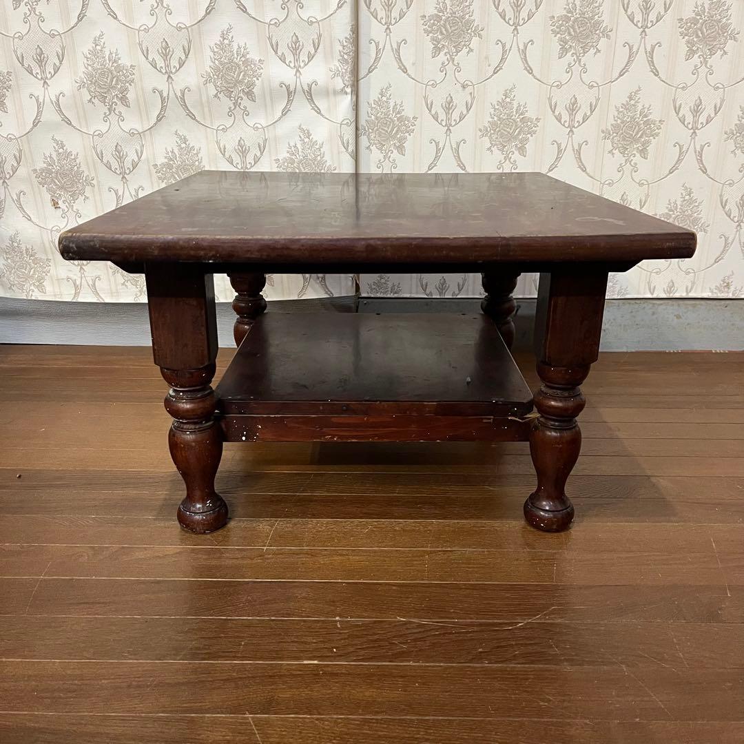 【アンティーク】昭和レトロ 木製 ろくろ脚 ローテーブル 文机 座卓 古道具