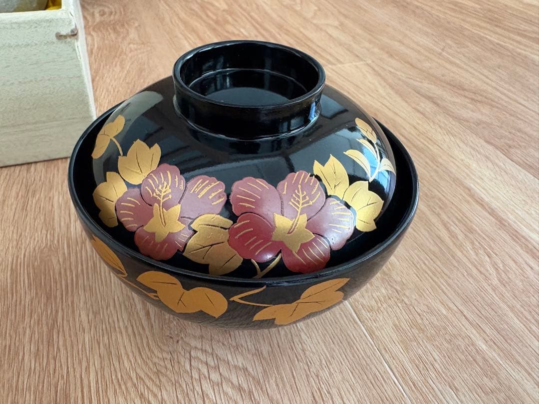 特撰会津塗 汁椀 吸物椀 5客セット 木箱入り 未使用