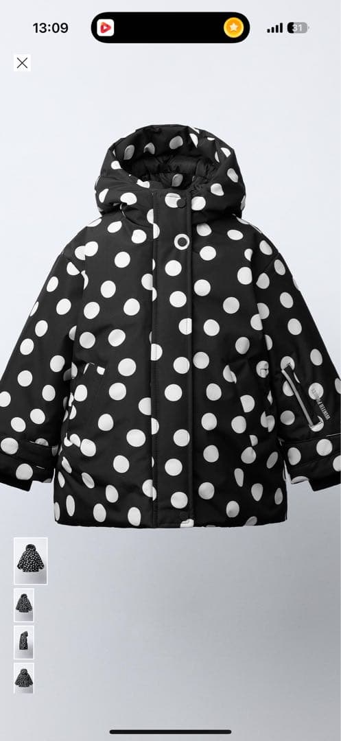 ZARAドット柄 防水　スノーウェア　子ども用