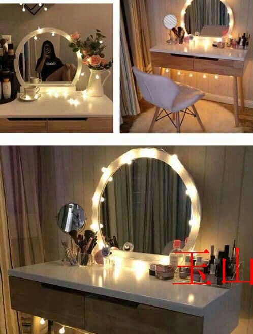 オシャレホワイ木製　ドレッサー　スツール　ライトセット玉山川泽出品h