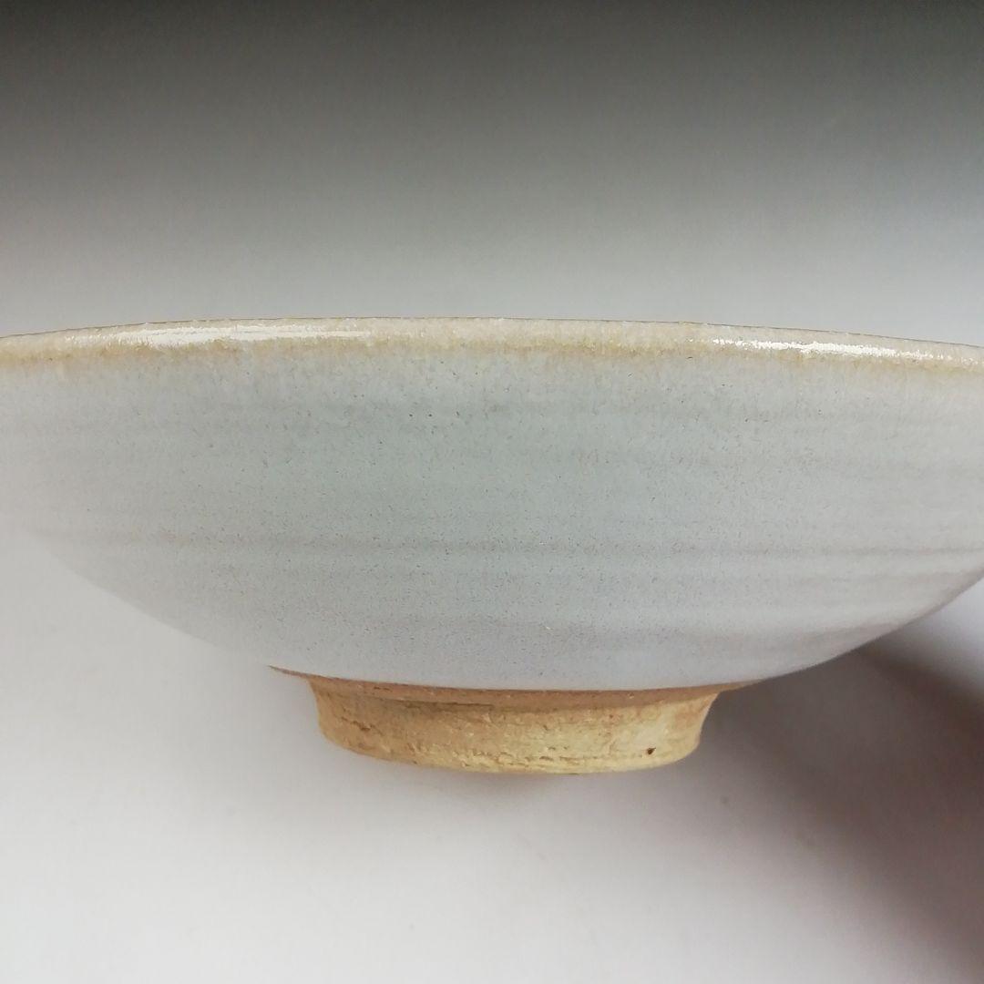 Ｓ９５５　茶碗　『白釉　平茶碗』『北村暢男 作』　共箱　抹茶碗　茶道具