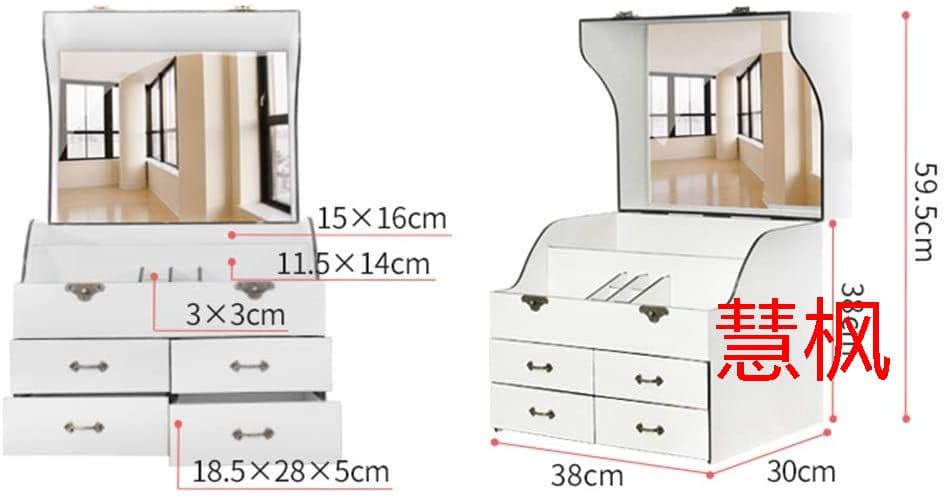 メイクボックス コスメボックス ジュエリー収納ボックス 鏡付き 大容量 木製w