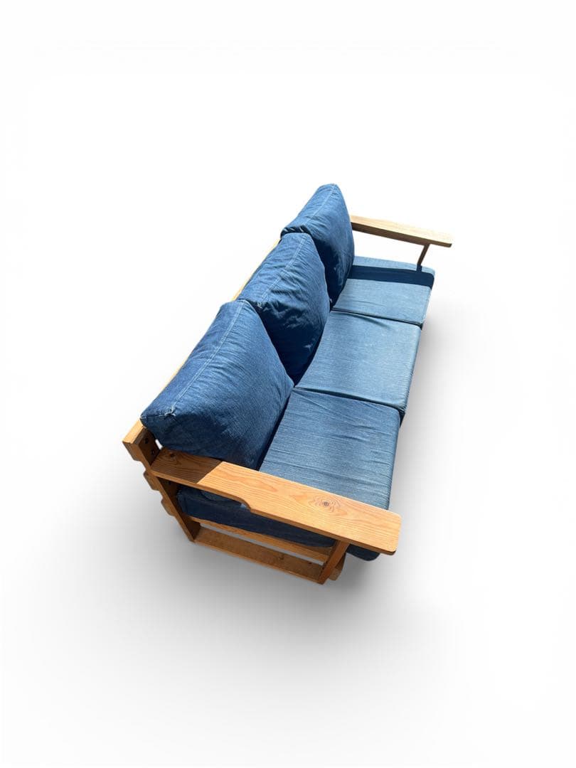 サダモクデザイン 児島デニム 3人掛けソファ 無垢材 岡山デニム