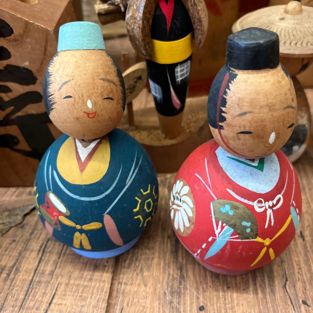昭和レトロ 木製 こけし 小芥子 24体セット 伝統的なこけし人形セット