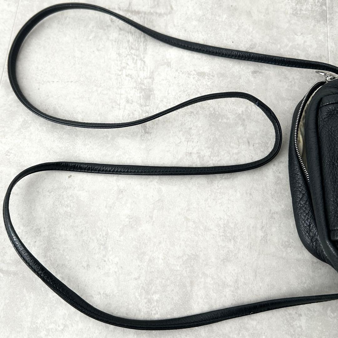 【美品】Aeta アエタ ディアレザー ショルダーポーチ DA05 ブラック 黒