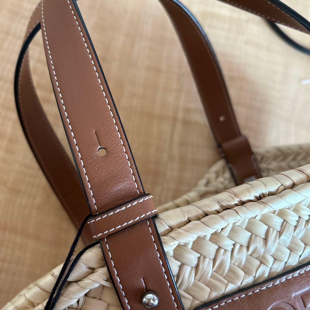 SALE LOEWE かごバッグ ストロー レザー