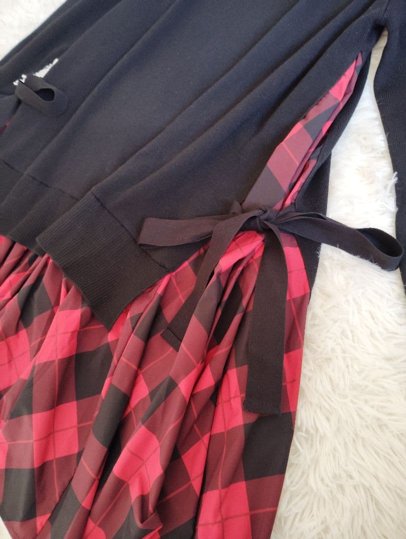 【美品】OBLI　24AW　ニットドッキングワンピース　レッド　完売品