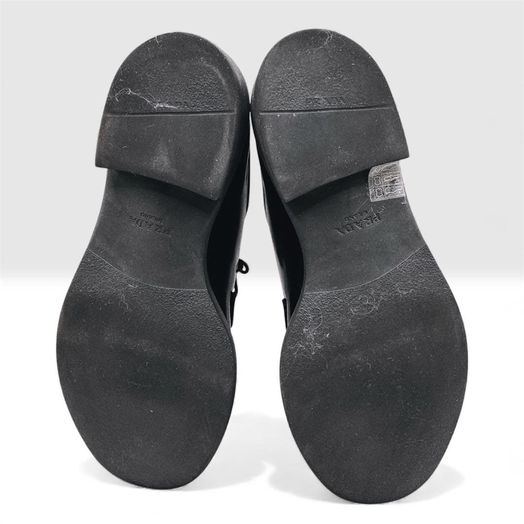 と*ぃ様 PRADA DNC713プレーン トゥ レザー ドレスシューズ 38