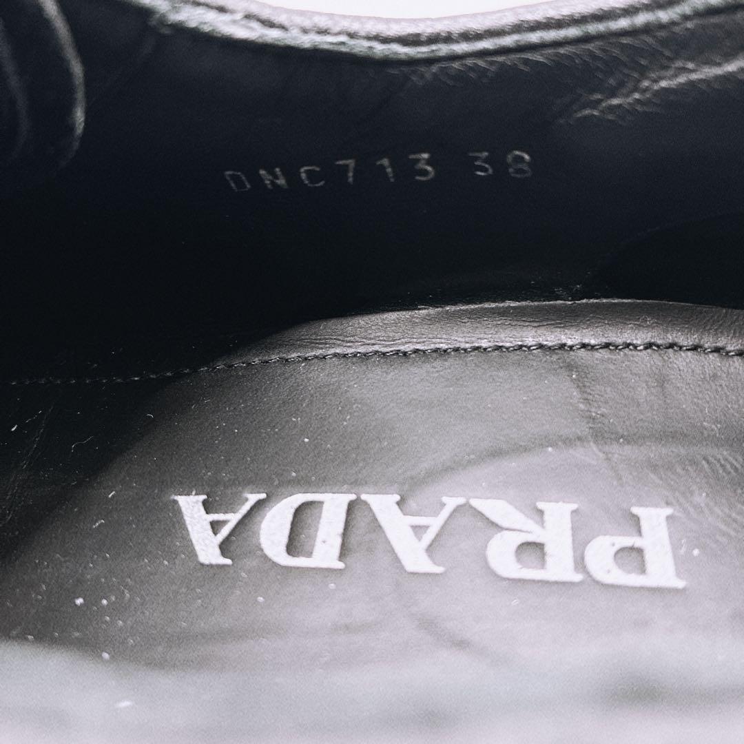 と*ぃ様 PRADA DNC713プレーン トゥ レザー ドレスシューズ 38