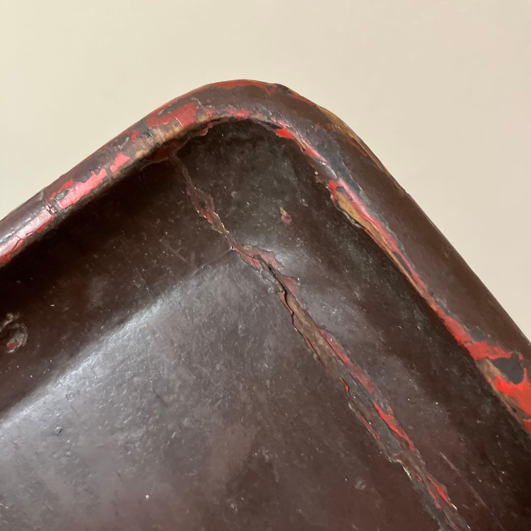 古民芸　盆　朱塗　〜明治時代頃　根来　矢部盆　讃岐盆　根来盆　骨董品.酒器盆.