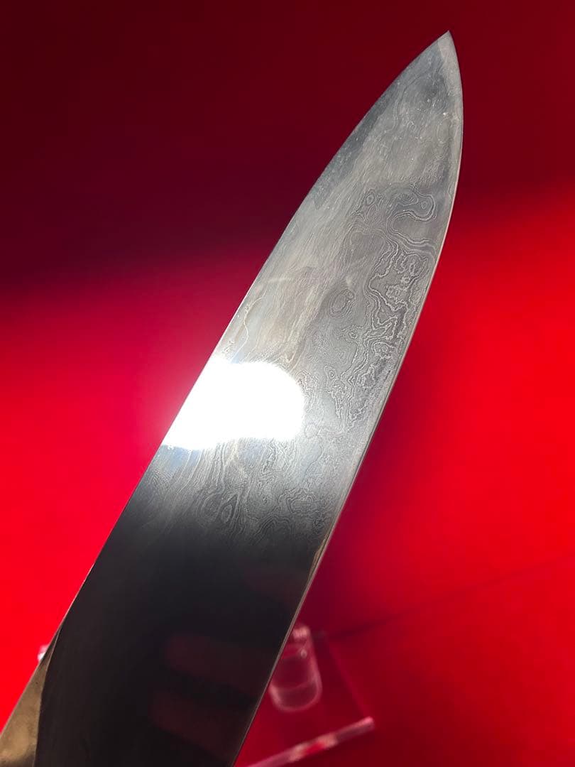 01555 包丁　和牛刀　折り返し鍛錬　六回鍛　墨流　雲流　箱付　未使用品