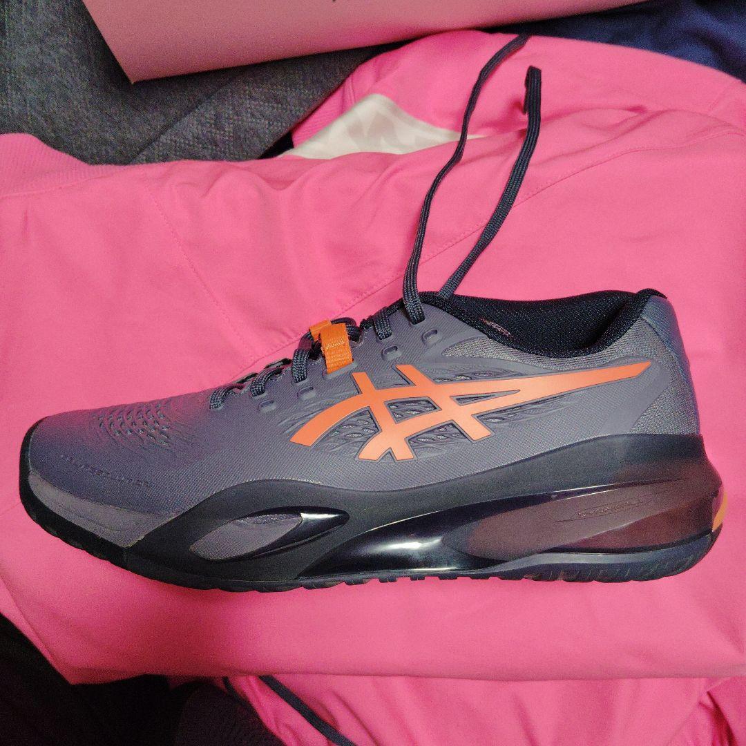 着用1回アシックス　ゲルレゾリューションX25.5cm 2Eグレー オレンジ