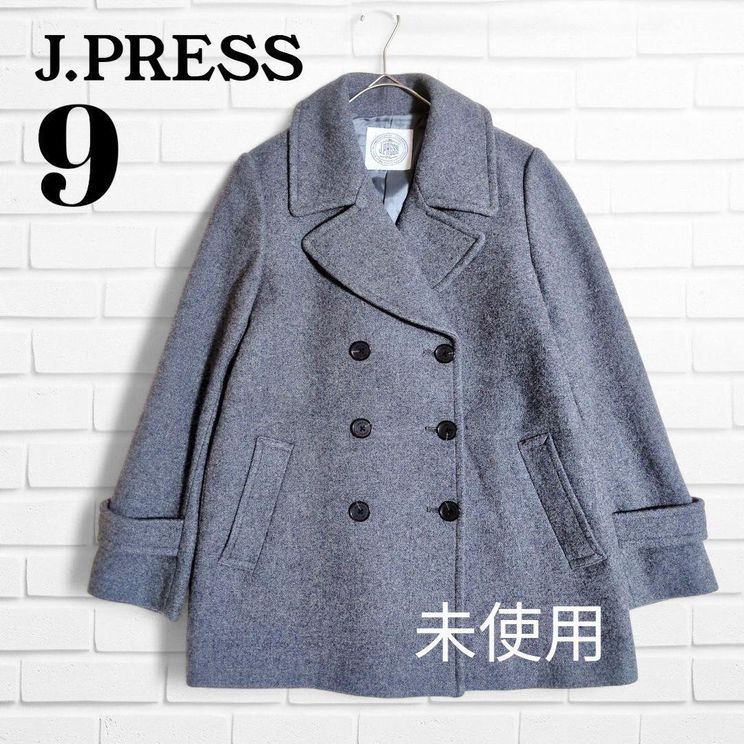 【未使用】ジェイプレス ウール混 ピーコート ダブルブレスト M グレー 防寒