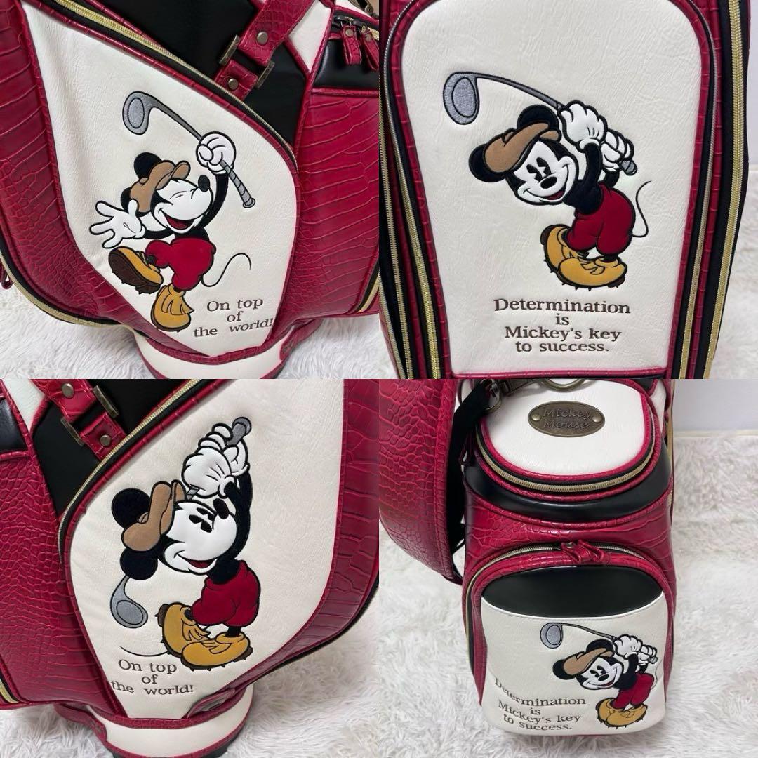 美品 ゴルフ キャディバック ディズニー ミッキー レッド 赤 ネームタグ付