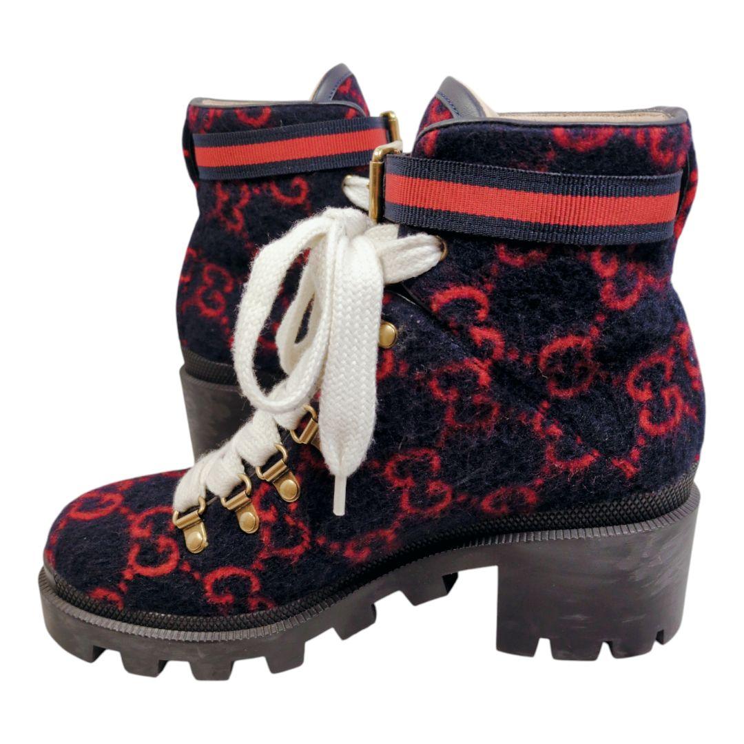 ら*び様 美品【GUCCI】グッチ ブーツGG柄 シェリーライン ブーティ 23