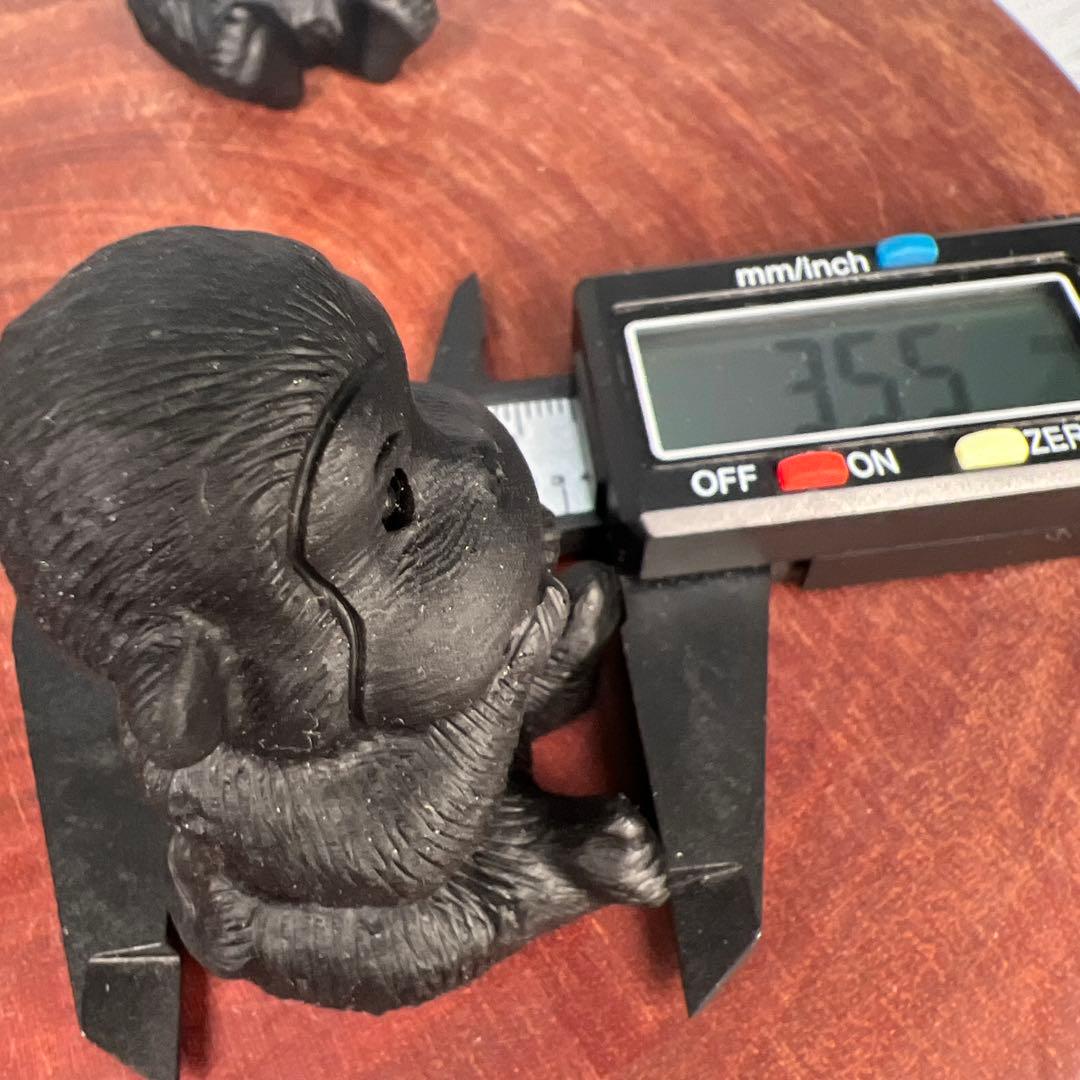 天然石　三猿　オブシディアン