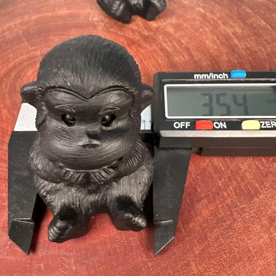 天然石　三猿　オブシディアン