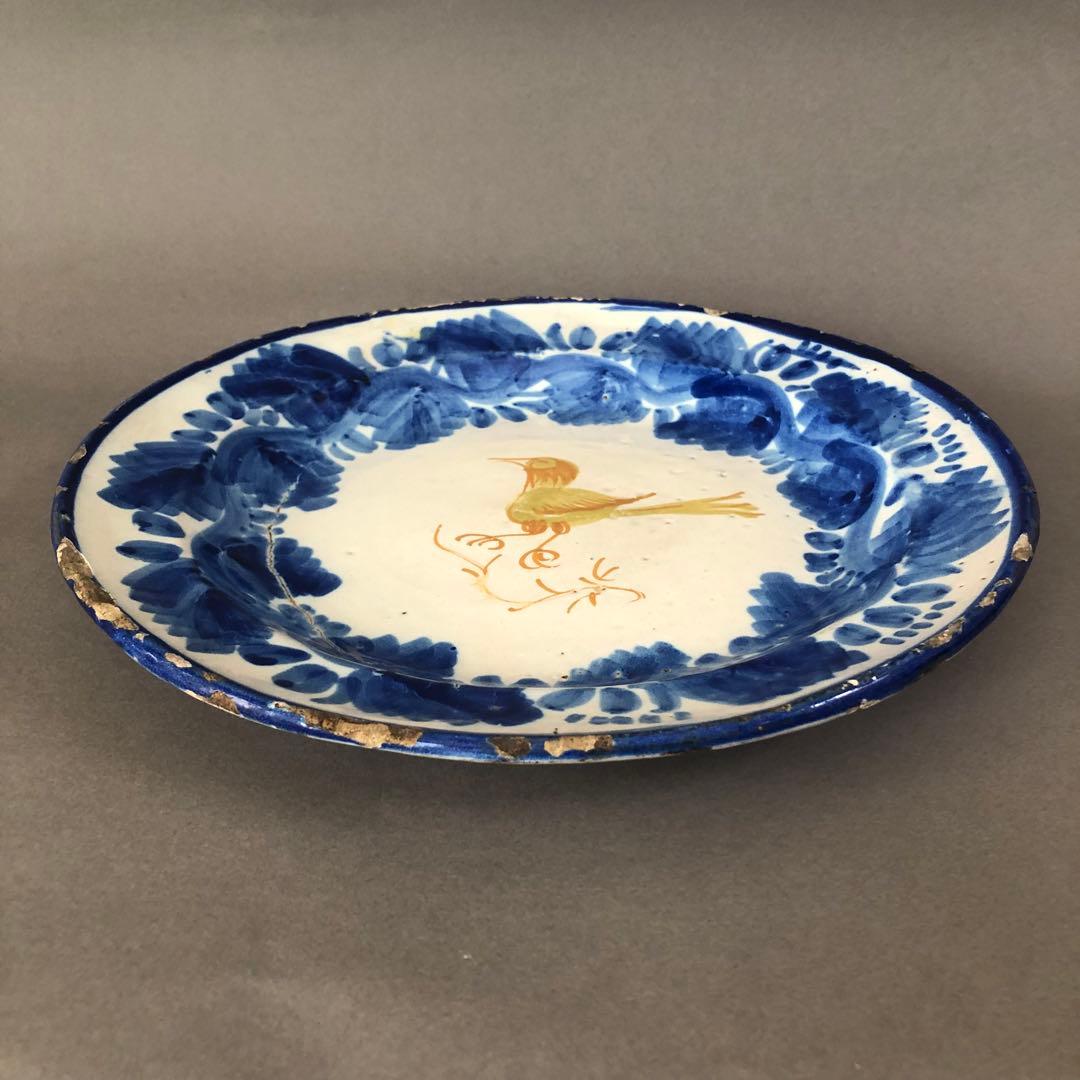 スペイン　アンティーク　鳥の絵の絵皿