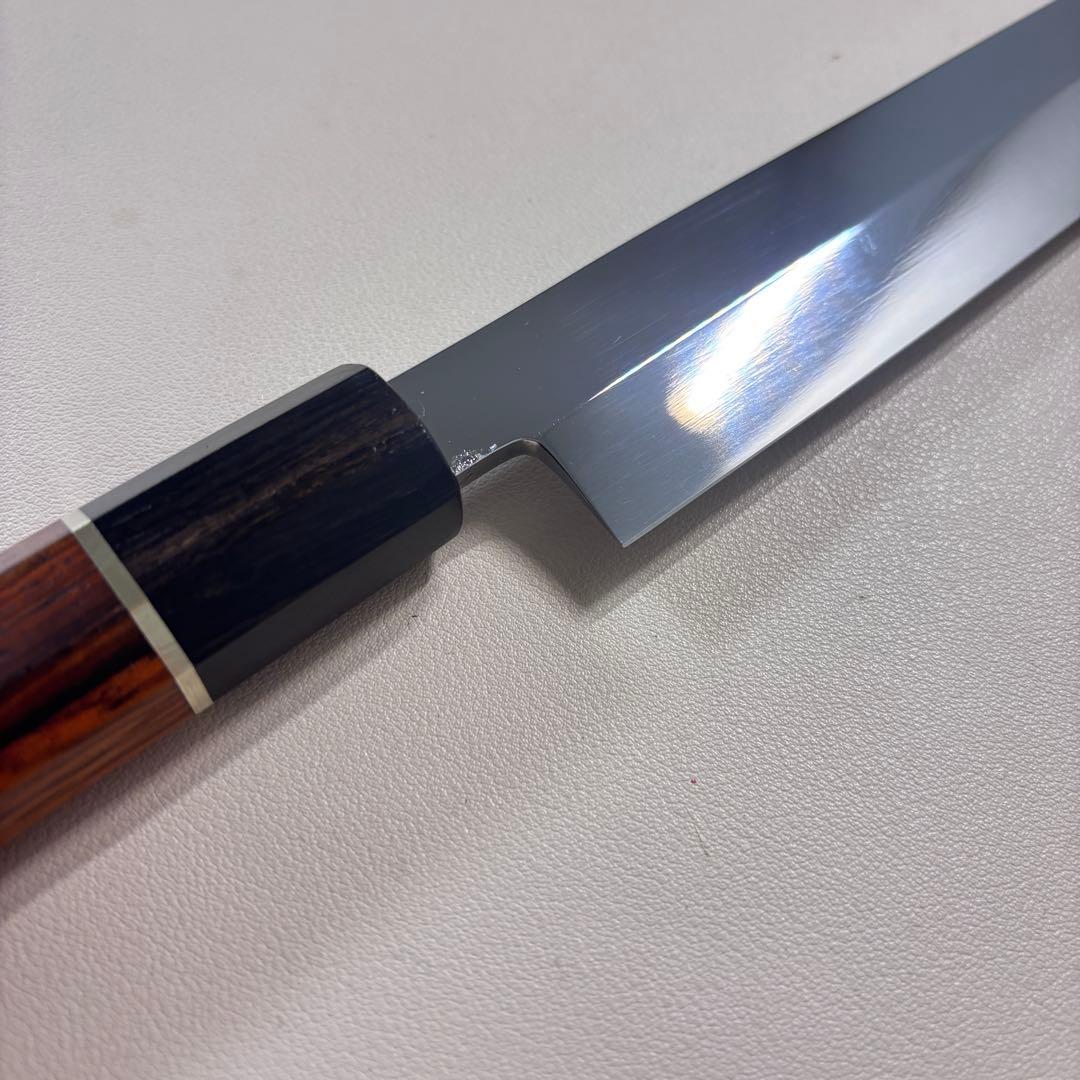 270mm 切付柳刃包丁 鏡面　天然木八角柄 刺身包丁 「全鋼」'+