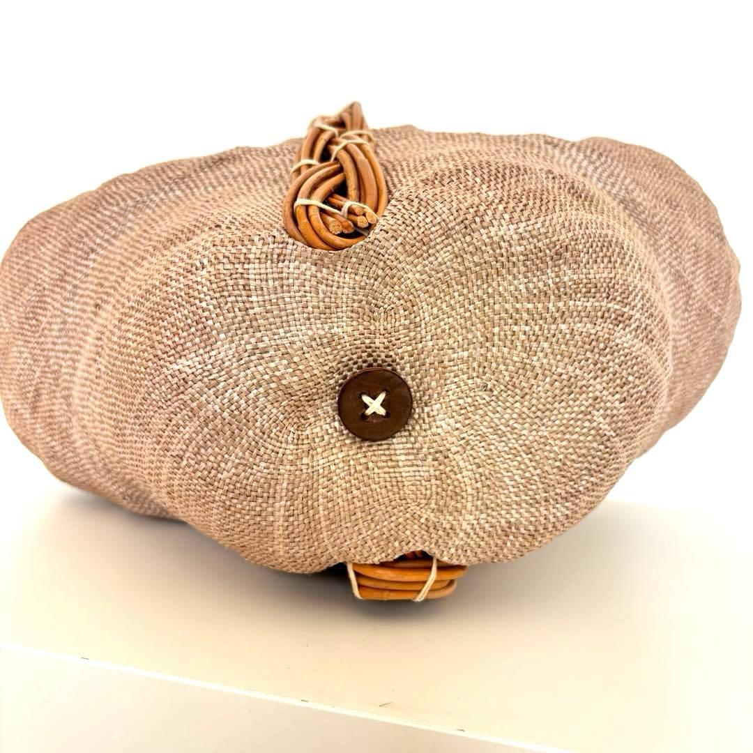 【希少レア】エバゴス チャーム カゴバッグ マルシェ 帽子型 パナマ ボタン