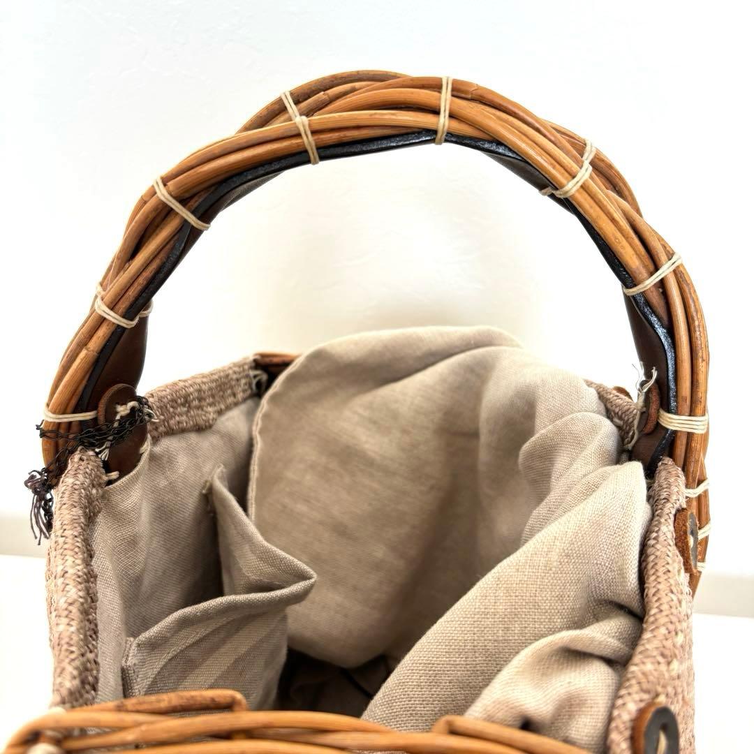 【希少レア】エバゴス チャーム カゴバッグ マルシェ 帽子型 パナマ ボタン