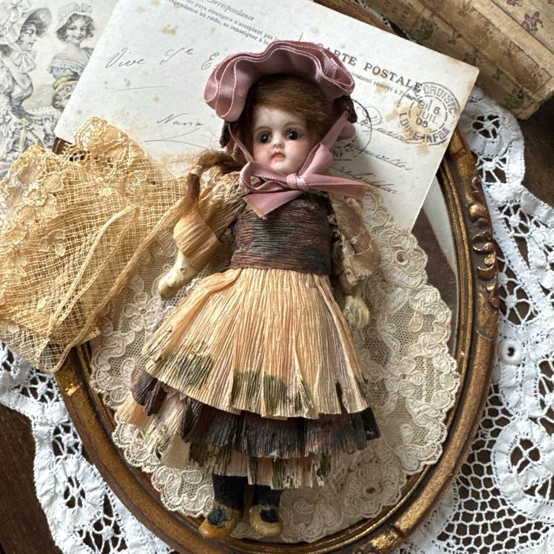 アンティークミニョネット　ビスクヘッドドール　フレンチミニョネット