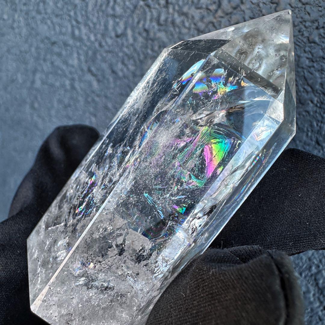 絶品❗アゼツライト☆レインボー☆ヒマラヤ水晶六角柱パワーストーン天然石A1302