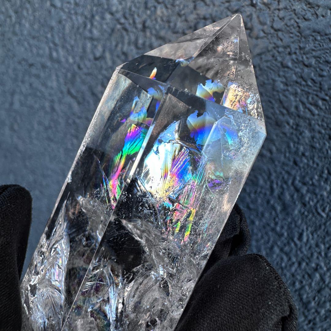 絶品❗アゼツライト☆レインボー☆ヒマラヤ水晶六角柱パワーストーン天然石A1302