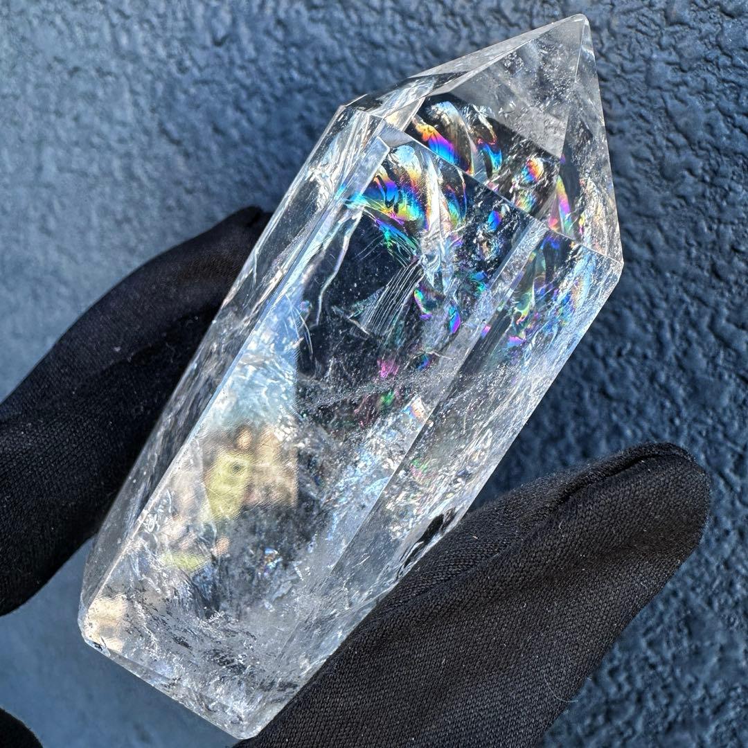 絶品❗アゼツライト☆レインボー☆ヒマラヤ水晶六角柱パワーストーン天然石A1302