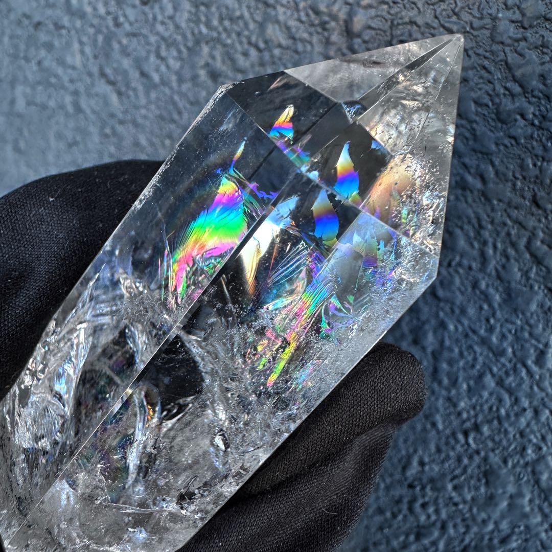 絶品❗アゼツライト☆レインボー☆ヒマラヤ水晶六角柱パワーストーン天然石A1302